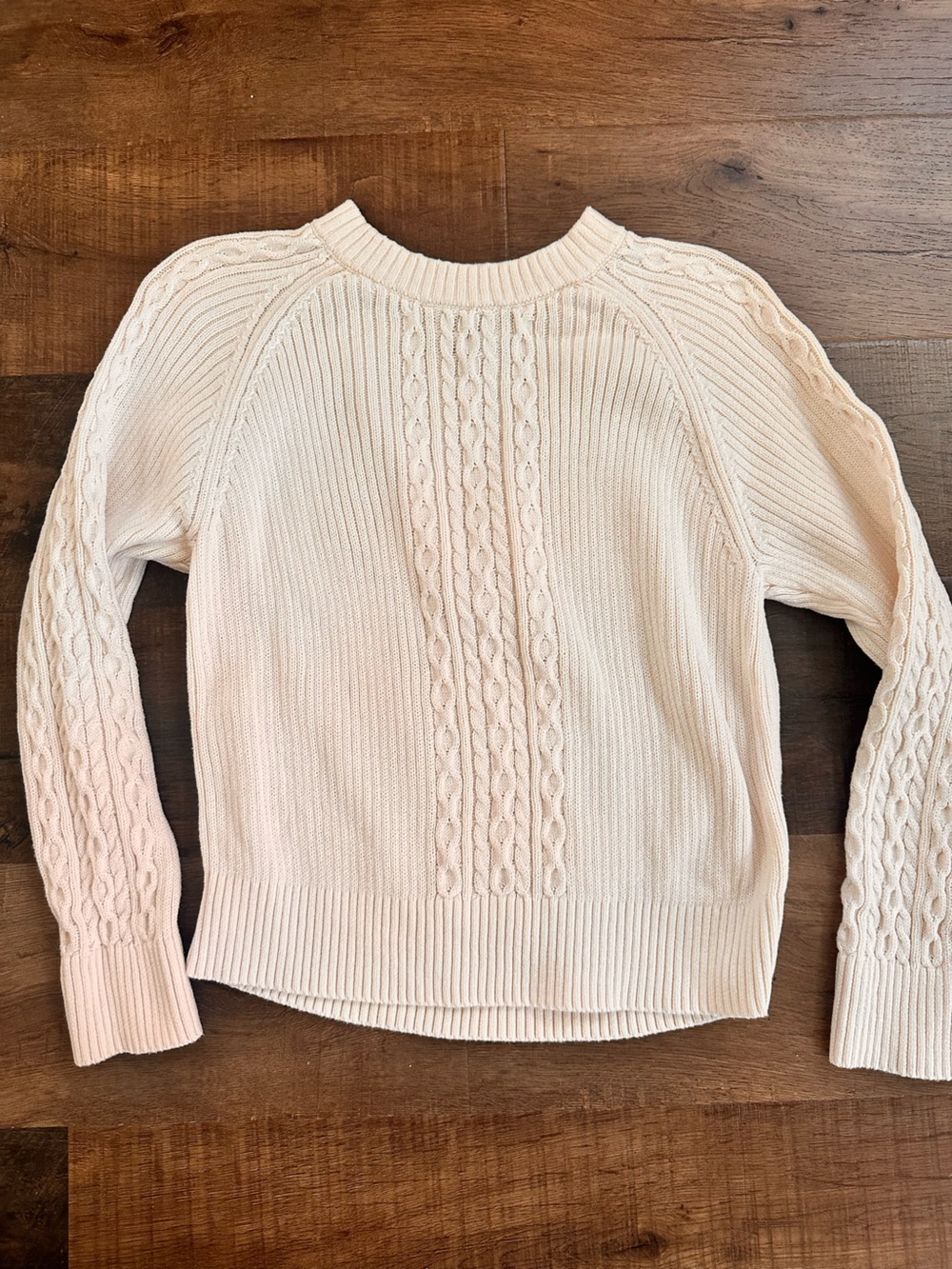 Loft Cream Cable-Knit Women's Sweater - Classic Crewneck size XS